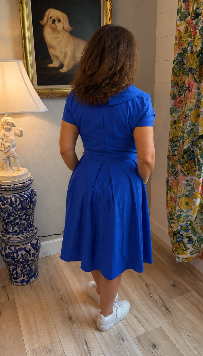 Cornflower Blue Poplin Midi Dress