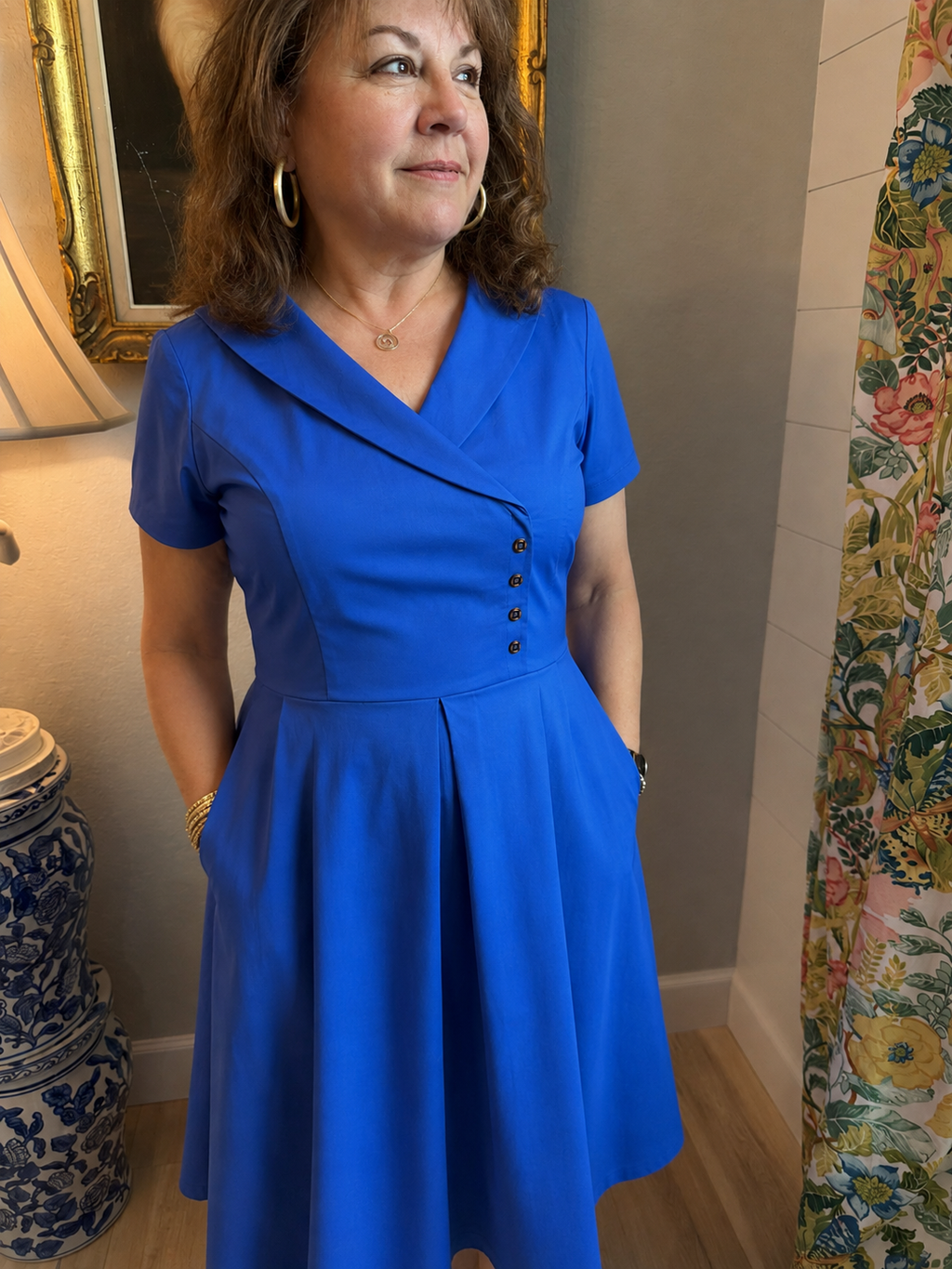 Cornflower Blue Poplin Midi Dress