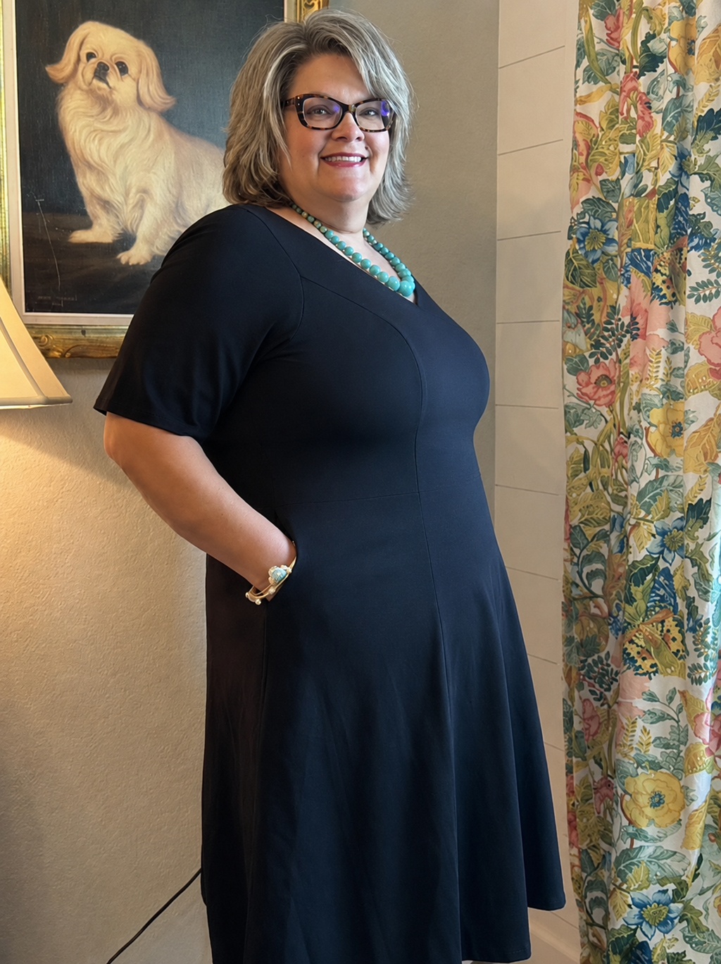 Cotton Jersey Black Knit Fit and Flare Dress