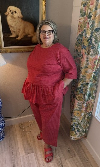 Cotton Red Pin-Dot Coordinated Set