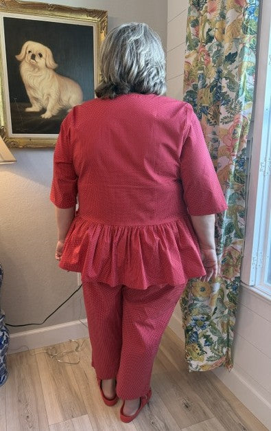 Cotton Red Pin-Dot Coordinated Set
