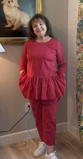 Cotton Red Pin-Dot Coordinated Set