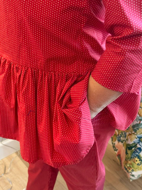 Cotton Red Pin-Dot Coordinated Set