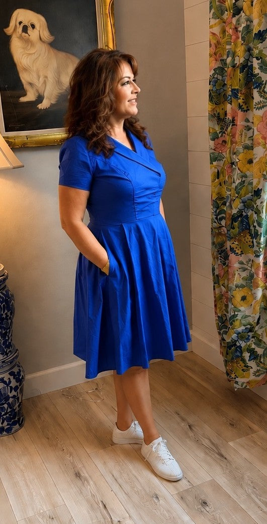 Cornflower Blue Poplin Midi Dress