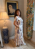 Cotton Ikat Cream and Blue Maxi with Sash