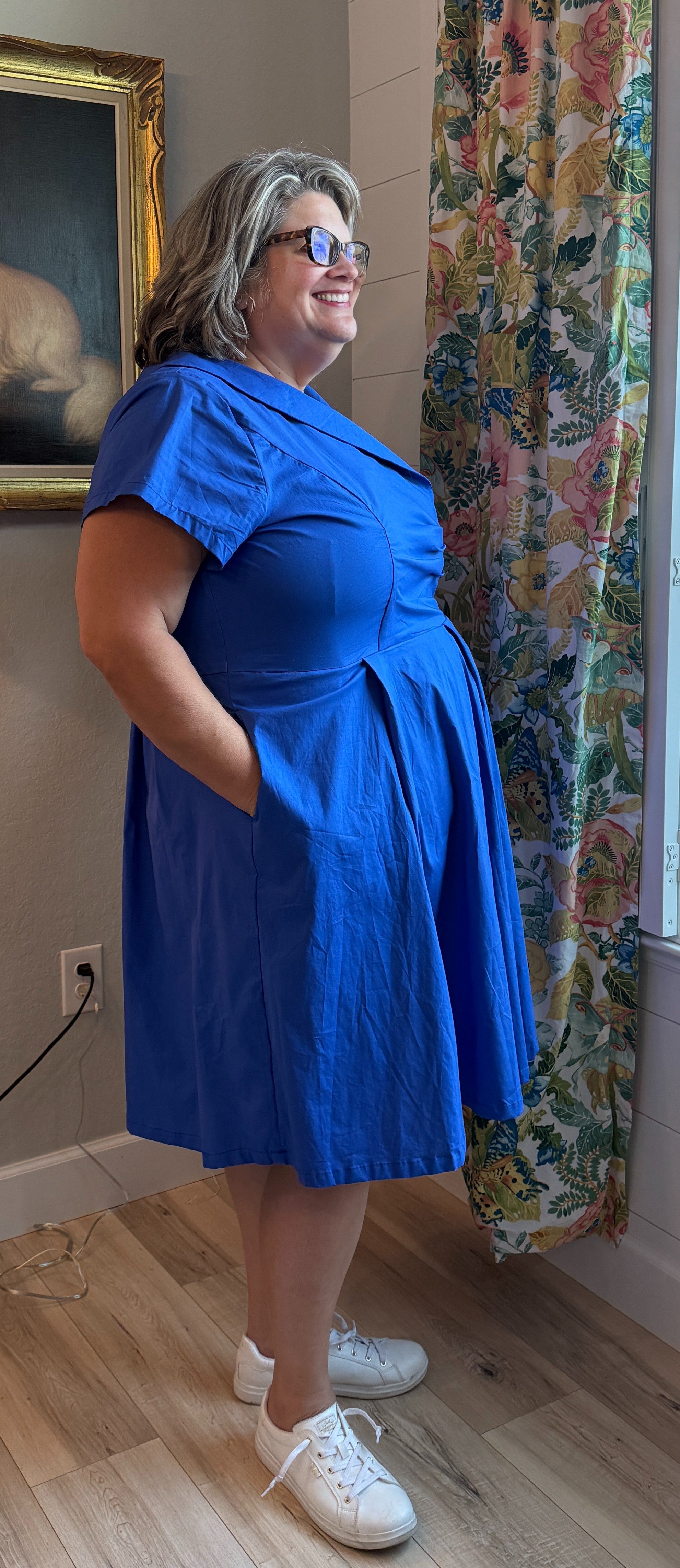 Cornflower Blue Poplin Midi Dress
