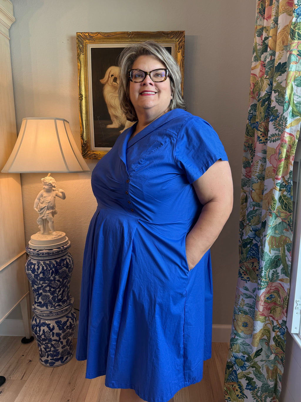 Cornflower Blue Poplin Midi Dress